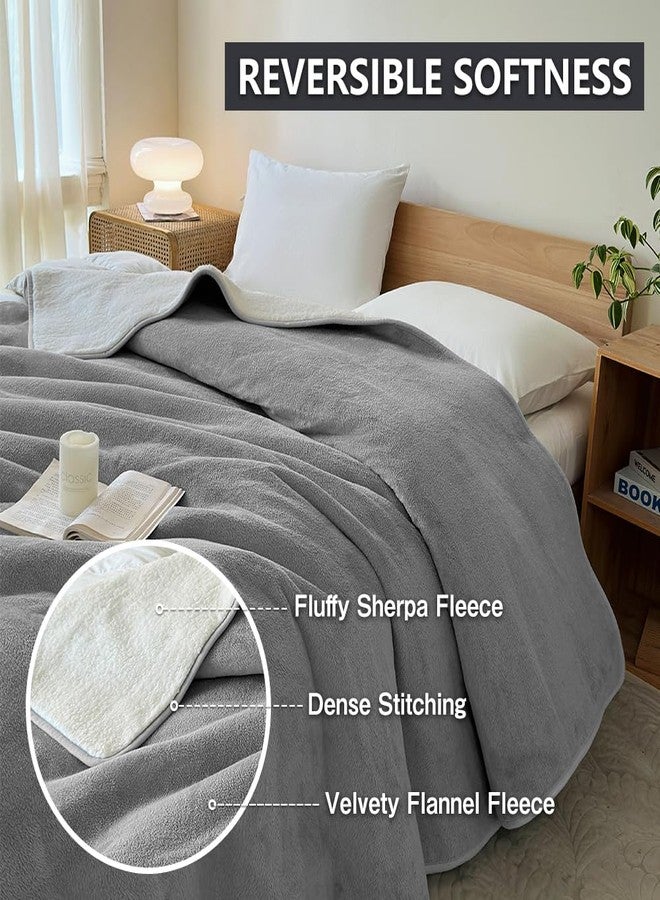 NSNLGSGC بطانية مقاومة للماء من NSNLGSGC للسرير، بطانيات شيربا مقاومة للماء للأزواج، بطانية فلانيل مقاومة للماء، حتى 60 أونصة (40 × 60، رمادي) - Image 4